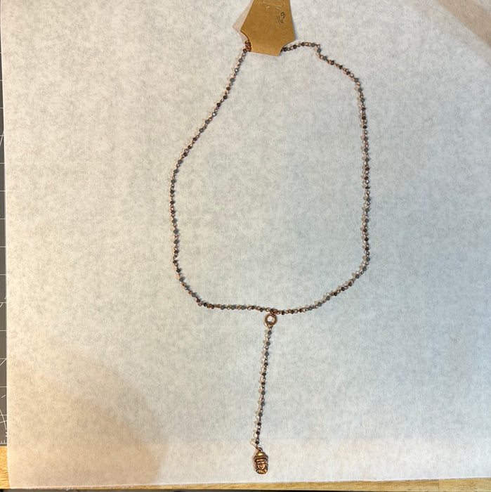Long Necklace beaded with charm