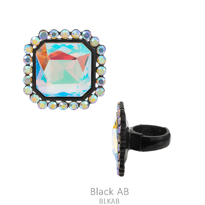 AB Glass Stone SQUARE Pave Ring