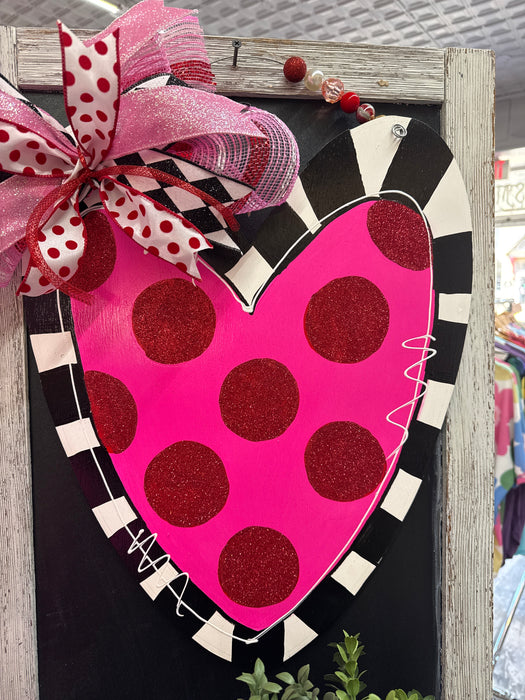 Heart with Bow Door Hanger (UNPAINTED)