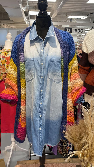 Hand Crochet Multi Color Cardigan