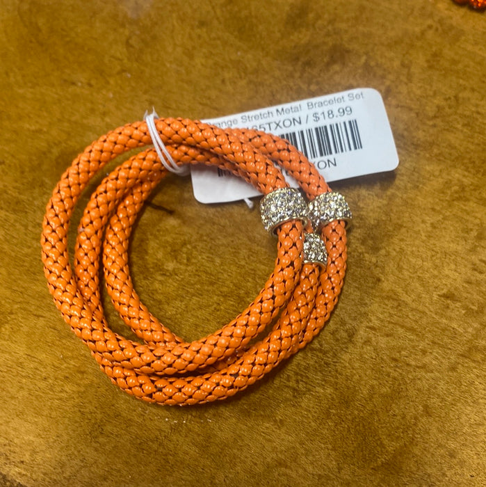 Orange Stretch Metal  Bracelet Set
