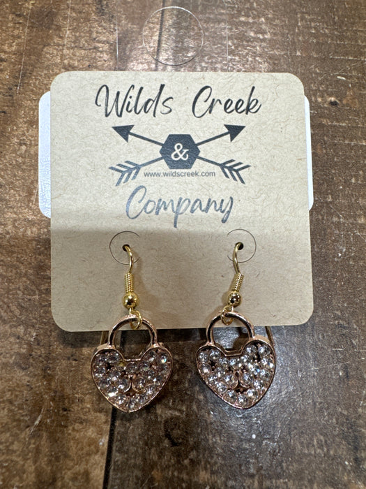 LOCKED HEART PAVE EARRING