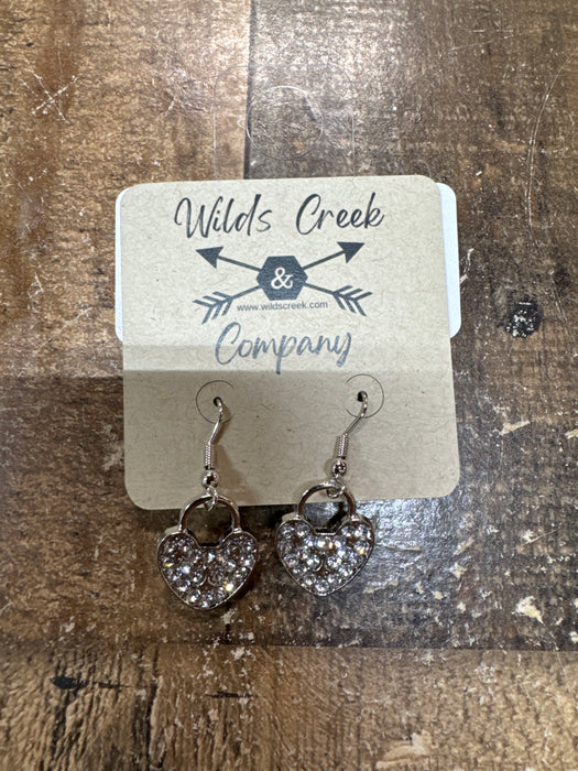 LOCKED HEART PAVE EARRING