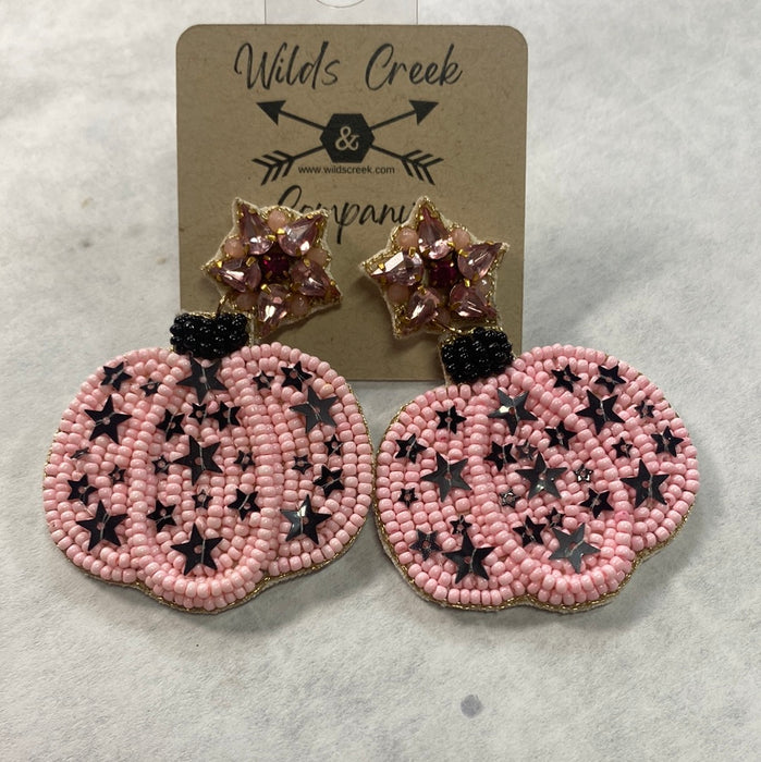 Pink Pumpkin Beaded Earring