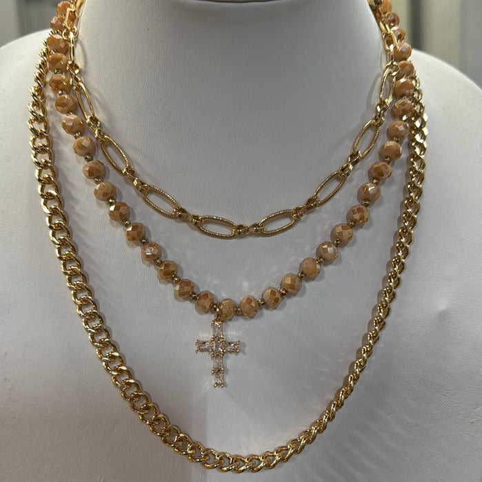 MULTI LAYER  CROSS  NECKLACE