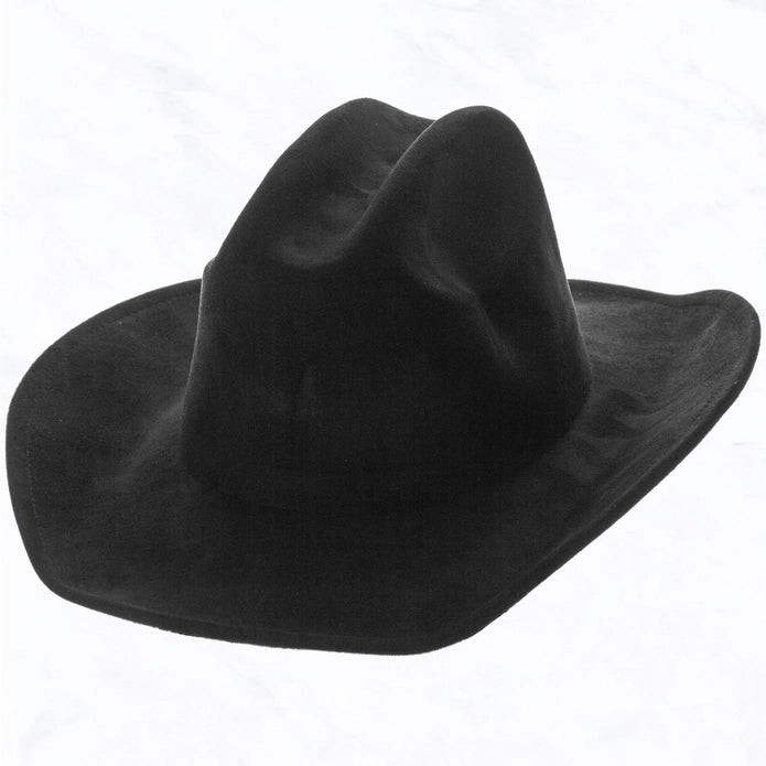Metal Long Horn Leather Belt, Big Brim Suede Cowboy Fedora