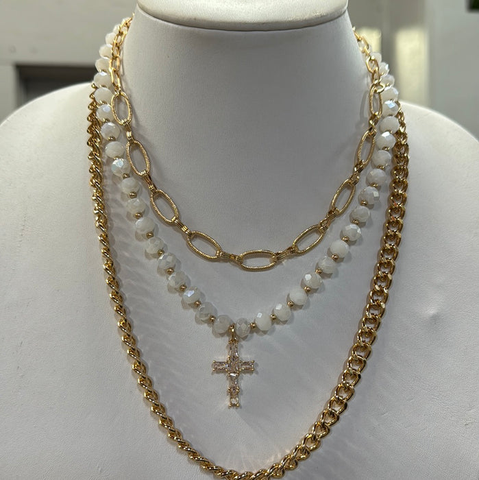 MULTI LAYER  CROSS  NECKLACE