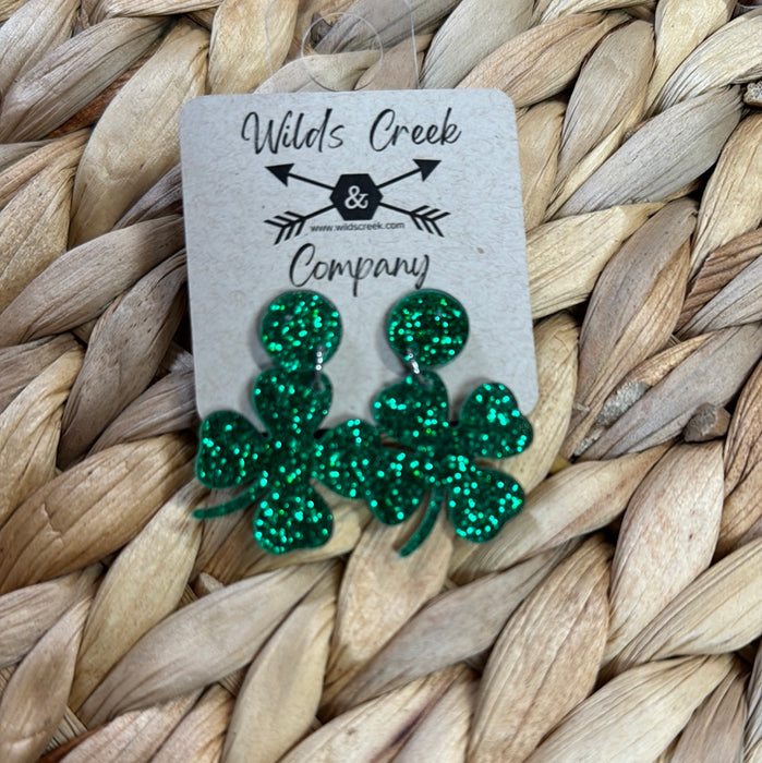 Glitter Shamrock  Earrings