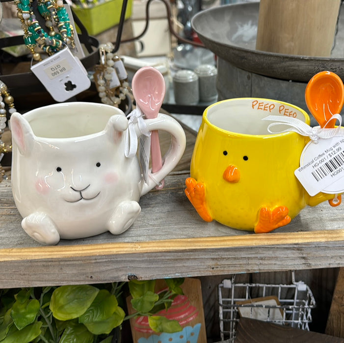 Whimsical Coffee Mug with spoon