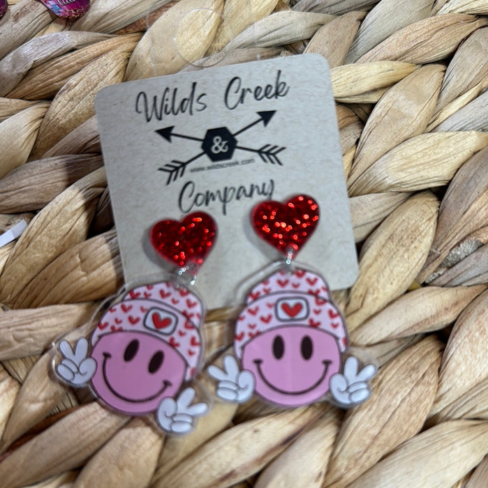 Pink Smiley Face  Earrings