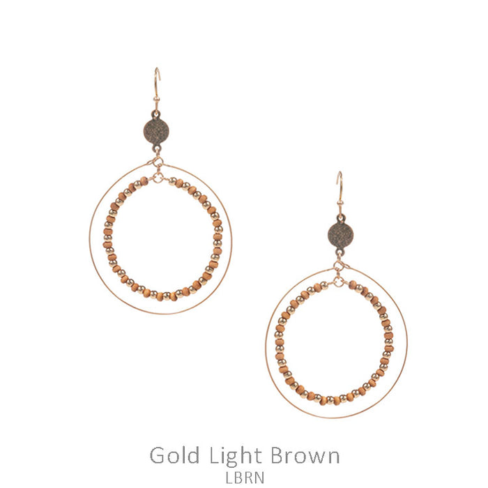 WOOD ROUND BEADED EARRING