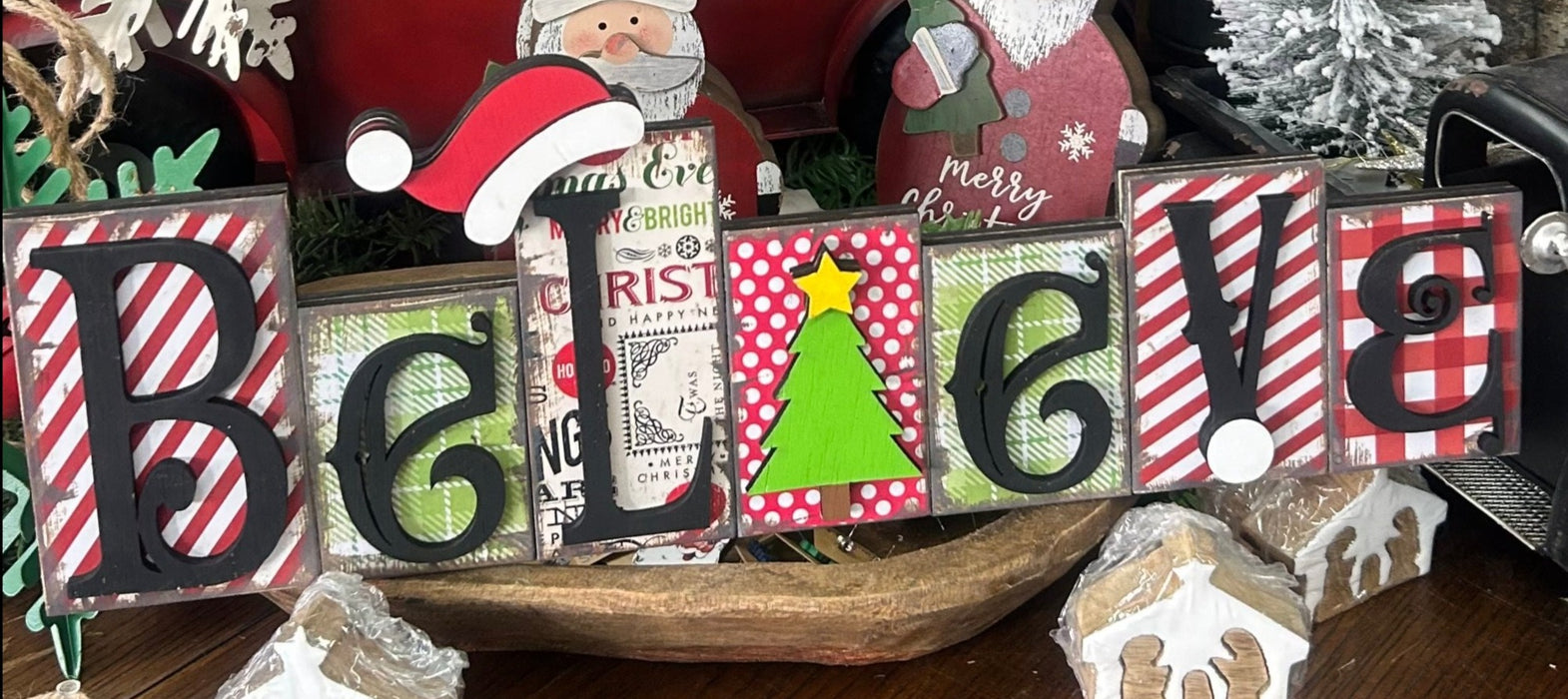 Christmas Believe Faux Block Shelf Sitter (UNPAINTED)