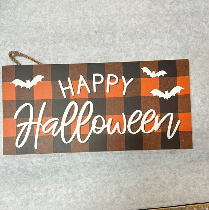 HAPPY HALLOWEEN WOOD SIGN 6 X 12 1/2"