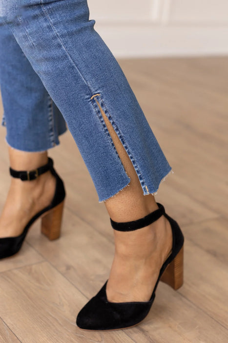 THE MAYA MID WASH SLIT JEANS