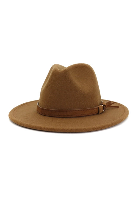 Retro Flat Brim Panama Hat with Leather Belt