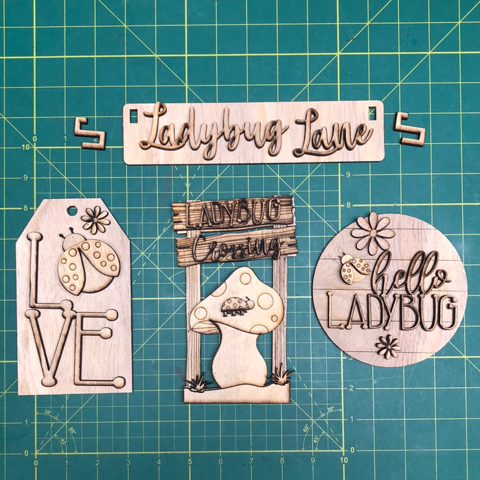 Ladybug Lane Cutouts for Wagon Shelf Sitter (UNPAINTED)