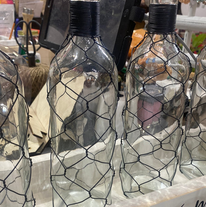 Bottle with chicken wire