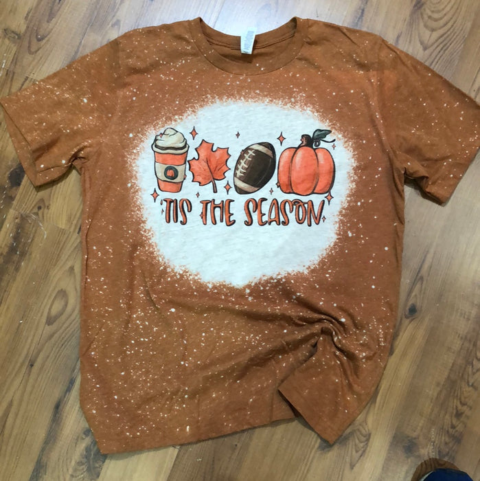 Tis The Season Fall Bleached Tee Shirt