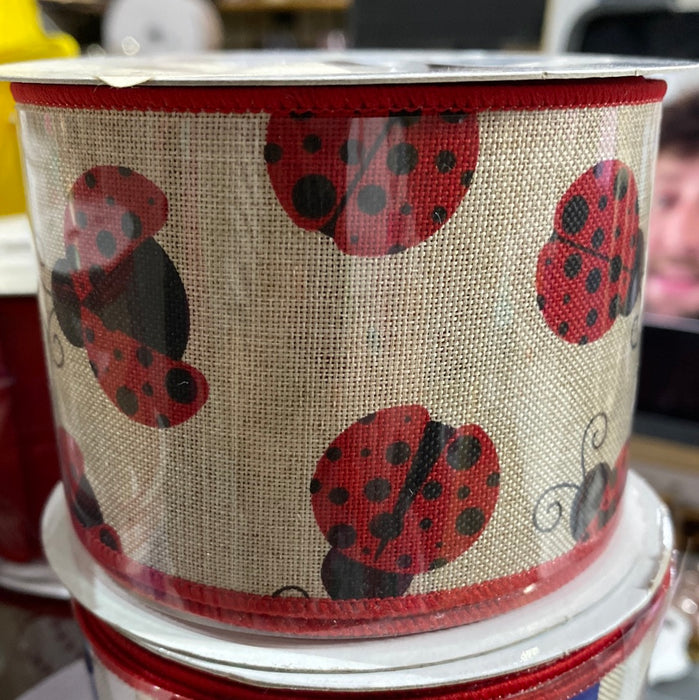 2.5" BURLAP LADY BUG RIBBON