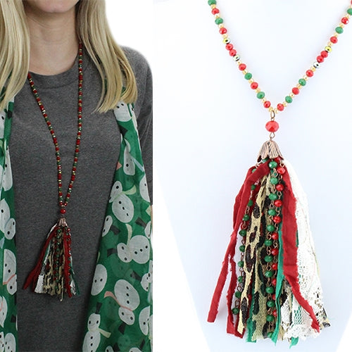 Leopard Tassel Necklace 32"