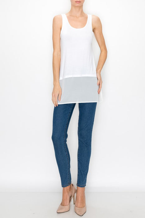 TANK TOP WITH CHIFFON LAYER IVORY