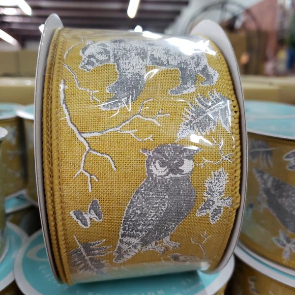 2.5" x 10 yds   Woodland animals on royal RIBBON