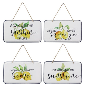 Pressed Enamel Metal Lemon Signs