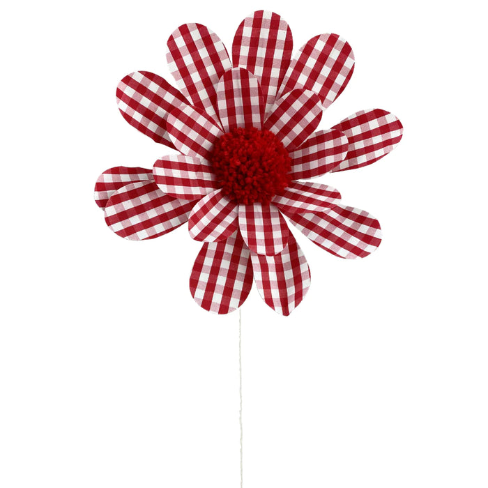 Gingham sunflower Spray red