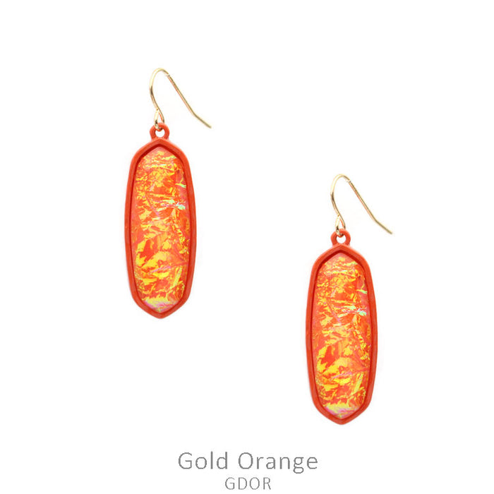 OPAL GLASS OVAL STONE EARRING