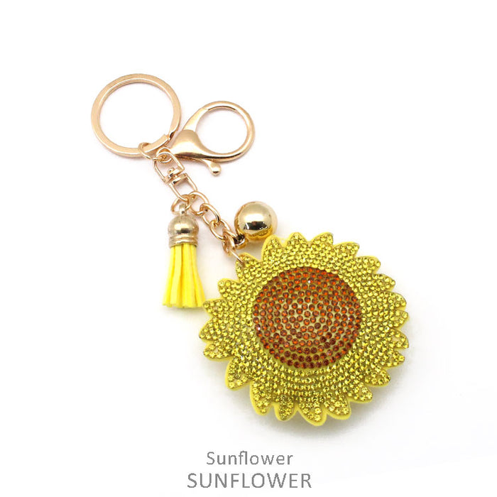 BEADED SUNFLOWER KEYCHAIN