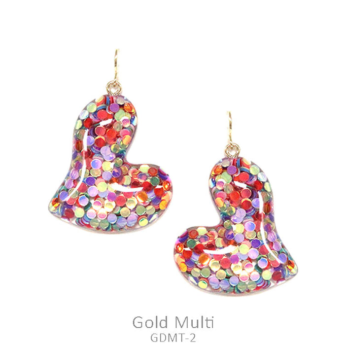 Glass Glitter Heart Earring