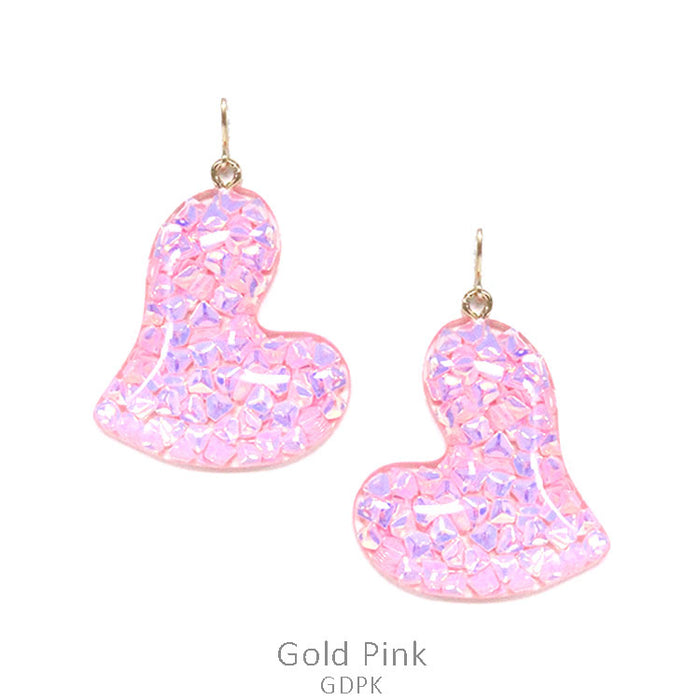 Glass Glitter Heart Earring