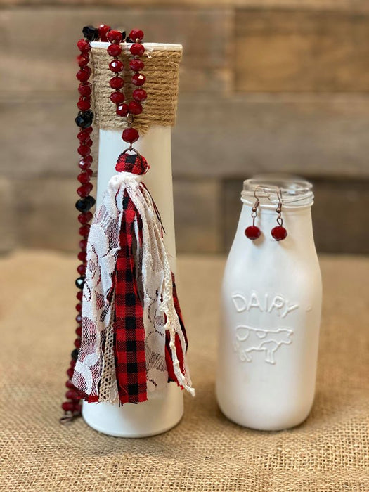 Buffalo Plaid Necklace & Earring Set