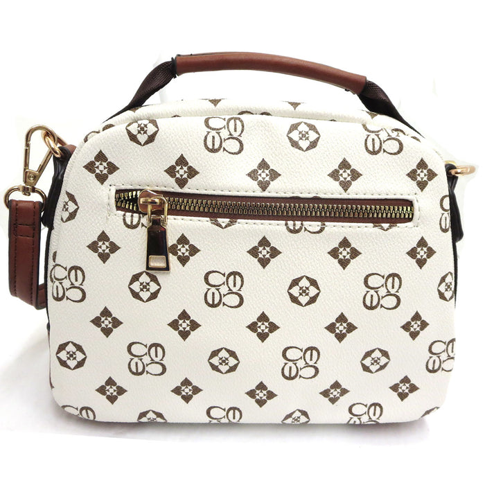 SMALL LOOK A LIKE ZIP PURSE WITH BEE WHITE WITH BROWN