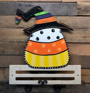 Candy Corn/Pumpkin Witches Hat with Rail