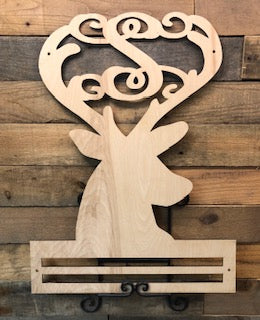 Deer Head and Monogram Initial with Rail