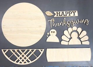 10 Inch Round Happy Thanksgiving Stacked Sign