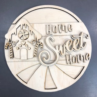 10 Inch Round Gingerbread Home Sweet Home Stacked Sign