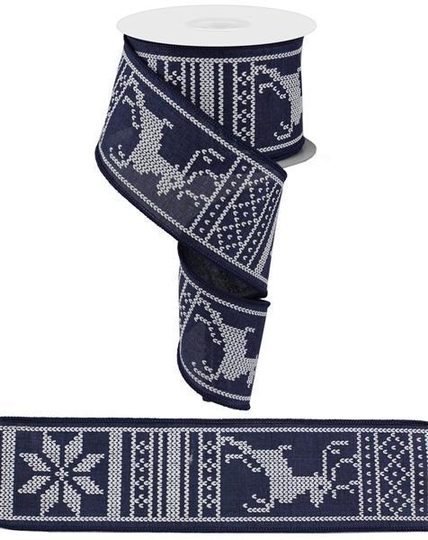 2.5"X10yd Christmas Sweater Navy Blue/White