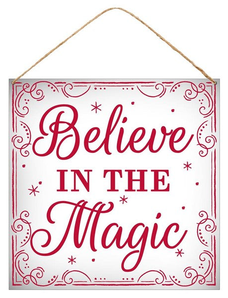 12 inch Square Metal Believe in the Magic Sign