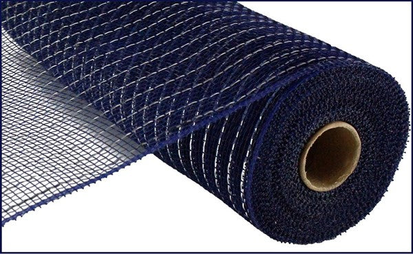 10"X10yd Metallic Value Mesh Navy Blue/Silver Foil