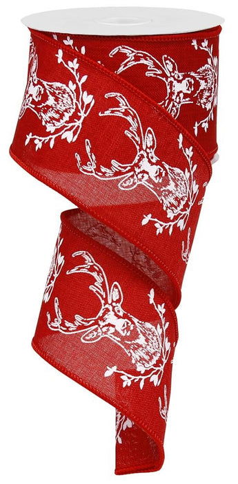 2.5" x 10 yds Deer Head W/Twigs on royal RIBBON