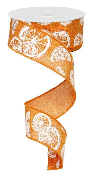 1.5"X10yd Citrus On Royal Orange/White