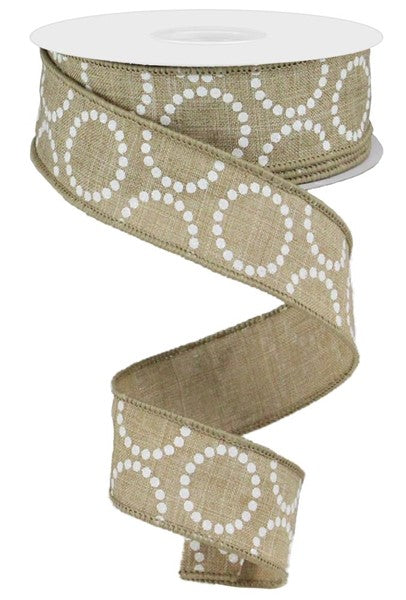 1.5"X10yd Pearl Beads On Royal Lt Beige/White
