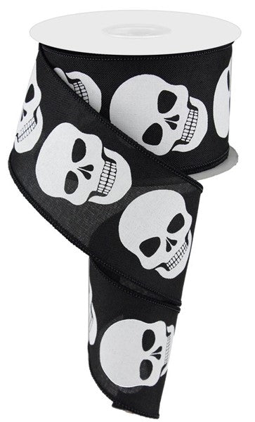 2.5"X10yd Skulls On Royal Black/White