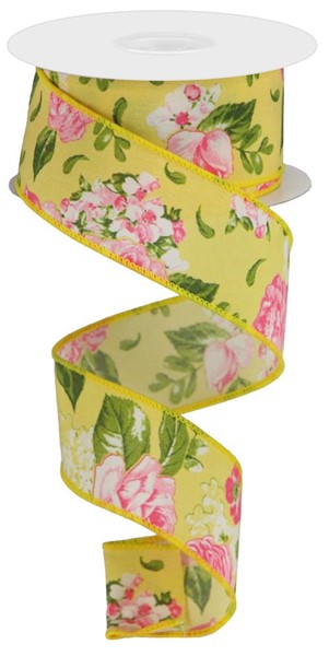1.5"X10yd Floral on Yellow