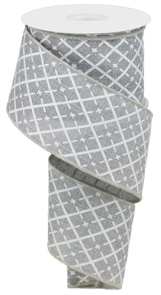 2.5"X10yd Glittered Argyle On Royal