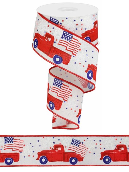 2.5"X10yd Patriotic Truck On Royal Ivory/Red/Blue