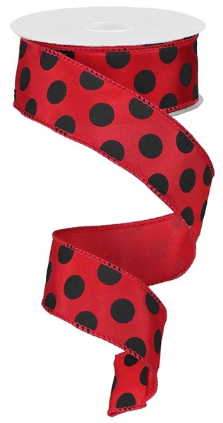1.5"X10yd Large Polka Dot Red/Black