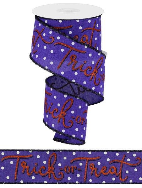 2.5"X10yd Trick Or Treat On Royal Purple/Orange/White/Black